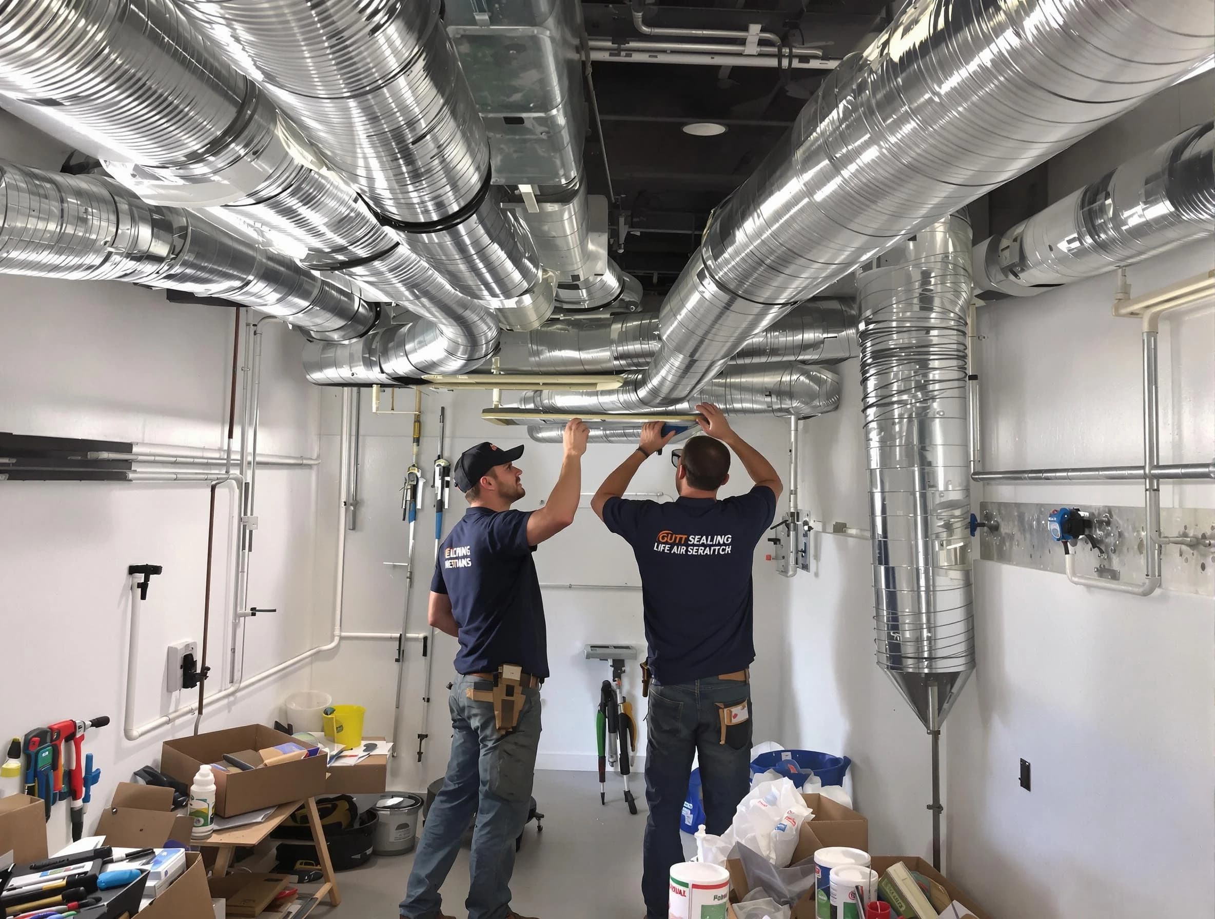 Erie Air Duct Cleaning technician applying professional duct sealing solutions in Erie