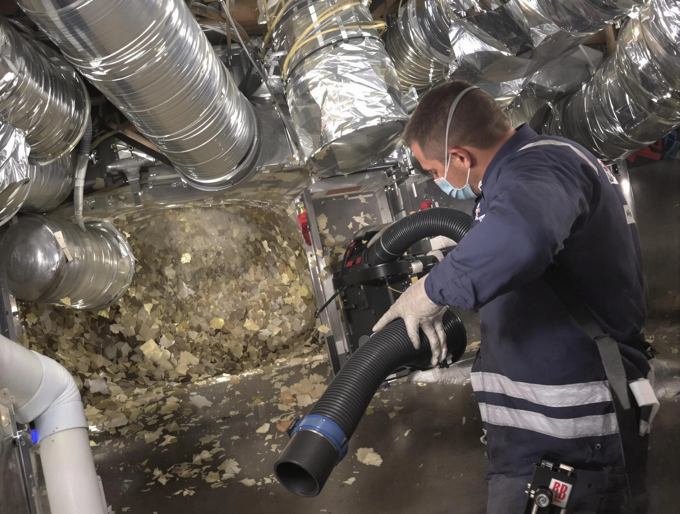 Erie Air Duct Cleaning specialist operating negative pressure cleaning equipment for thorough duct maintenance in Erie