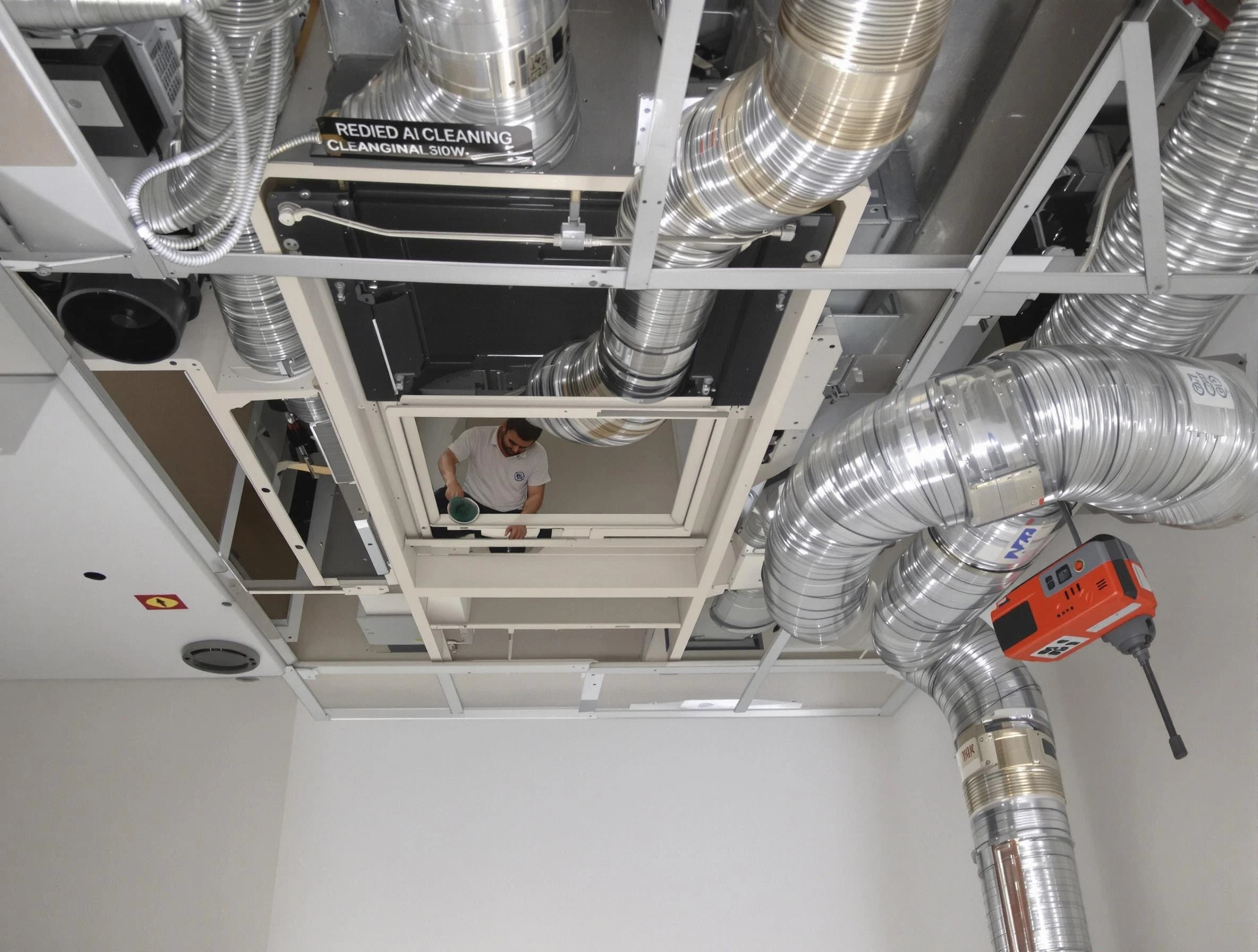 Erie Air Duct Cleaning technician performing detailed central duct system cleaning in Erie