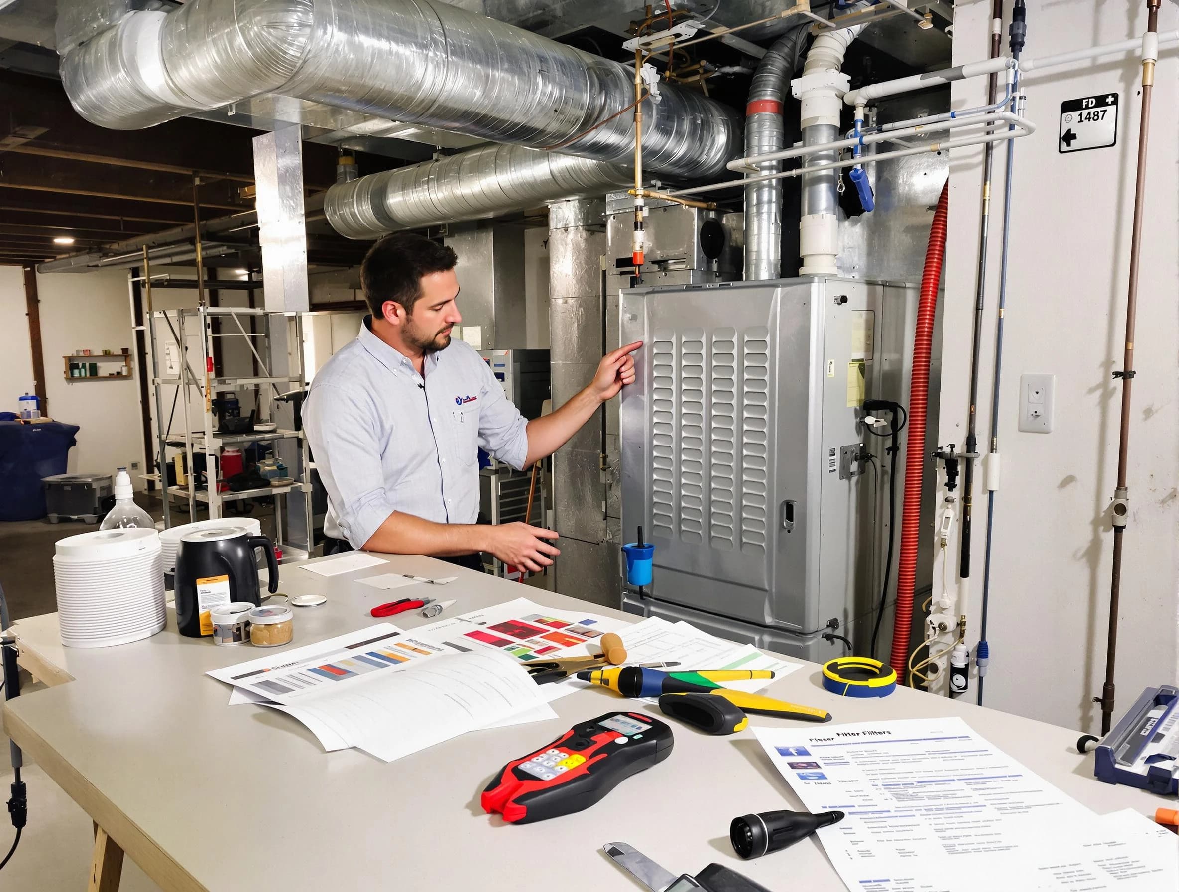 Erie Air Duct Cleaning inspector conducting detailed filter system evaluation using professional diagnostic tools in Erie