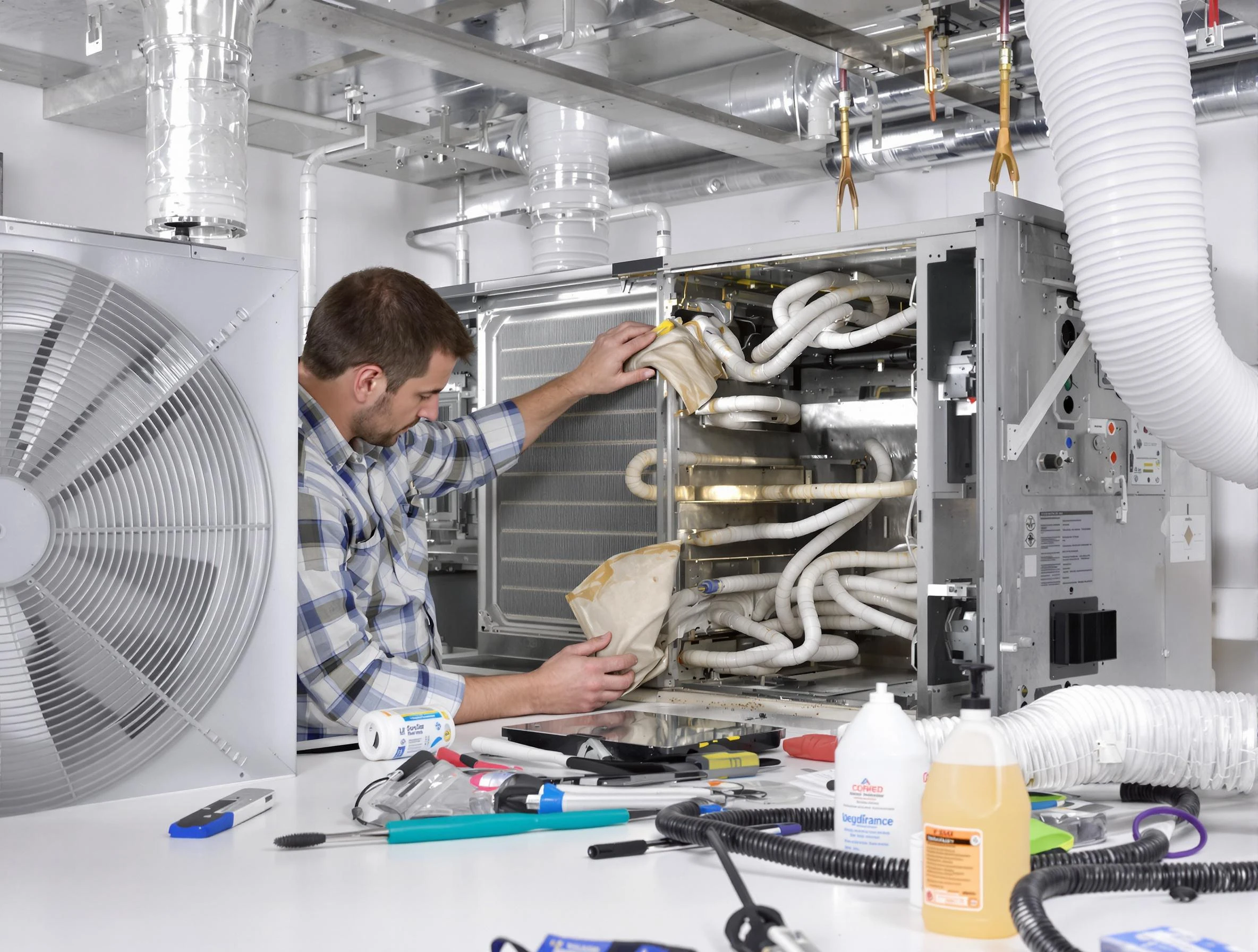 Erie Air Duct Cleaning specialist performing precision AC coil cleaning in Erie