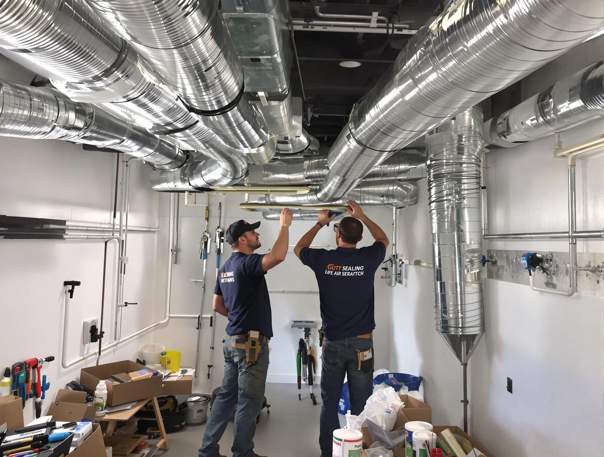 Erie Air Duct Cleaning technician applying professional duct sealing solutions in Erie