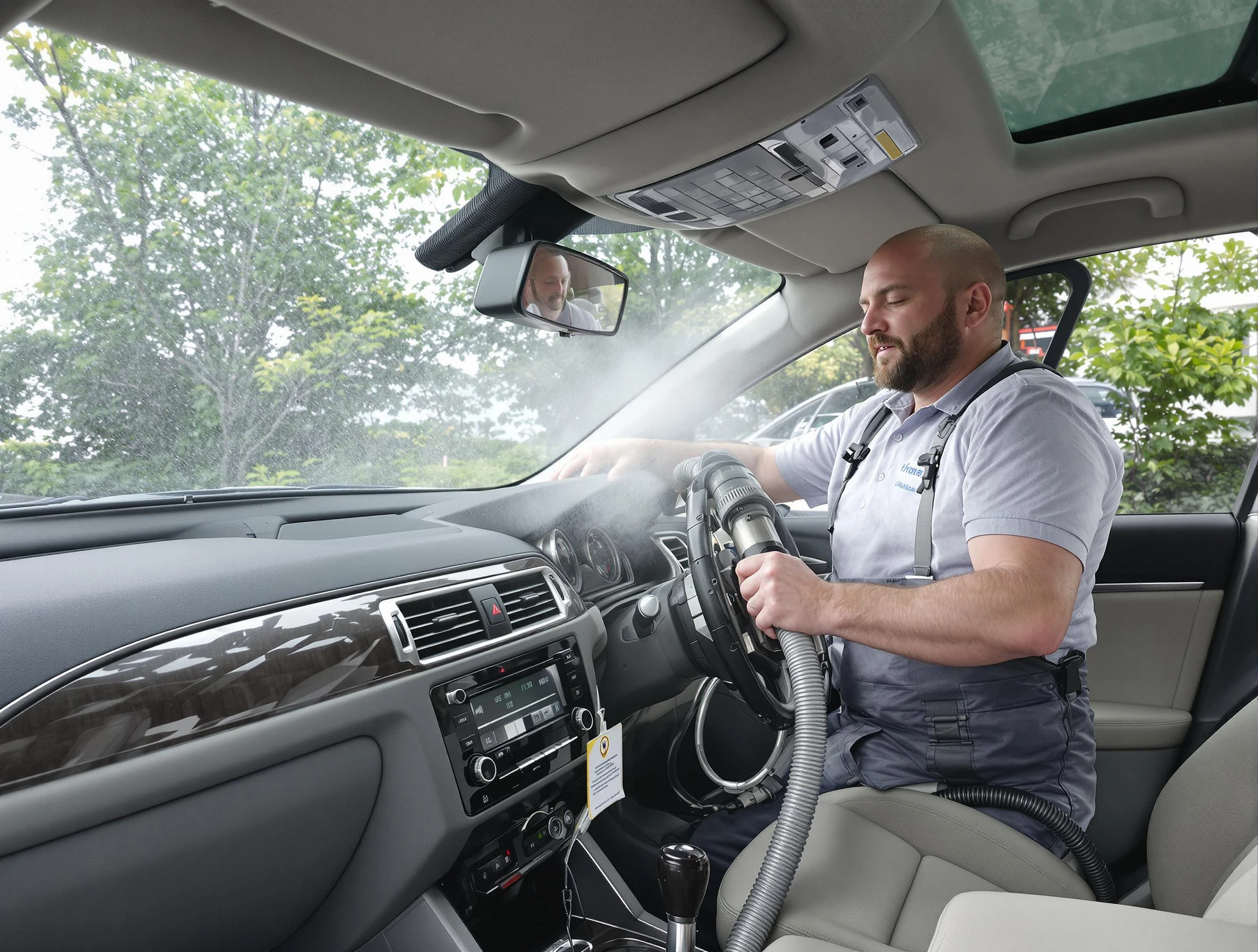 Erie Air Duct Cleaning specialist performing professional car duct cleaning in Erie