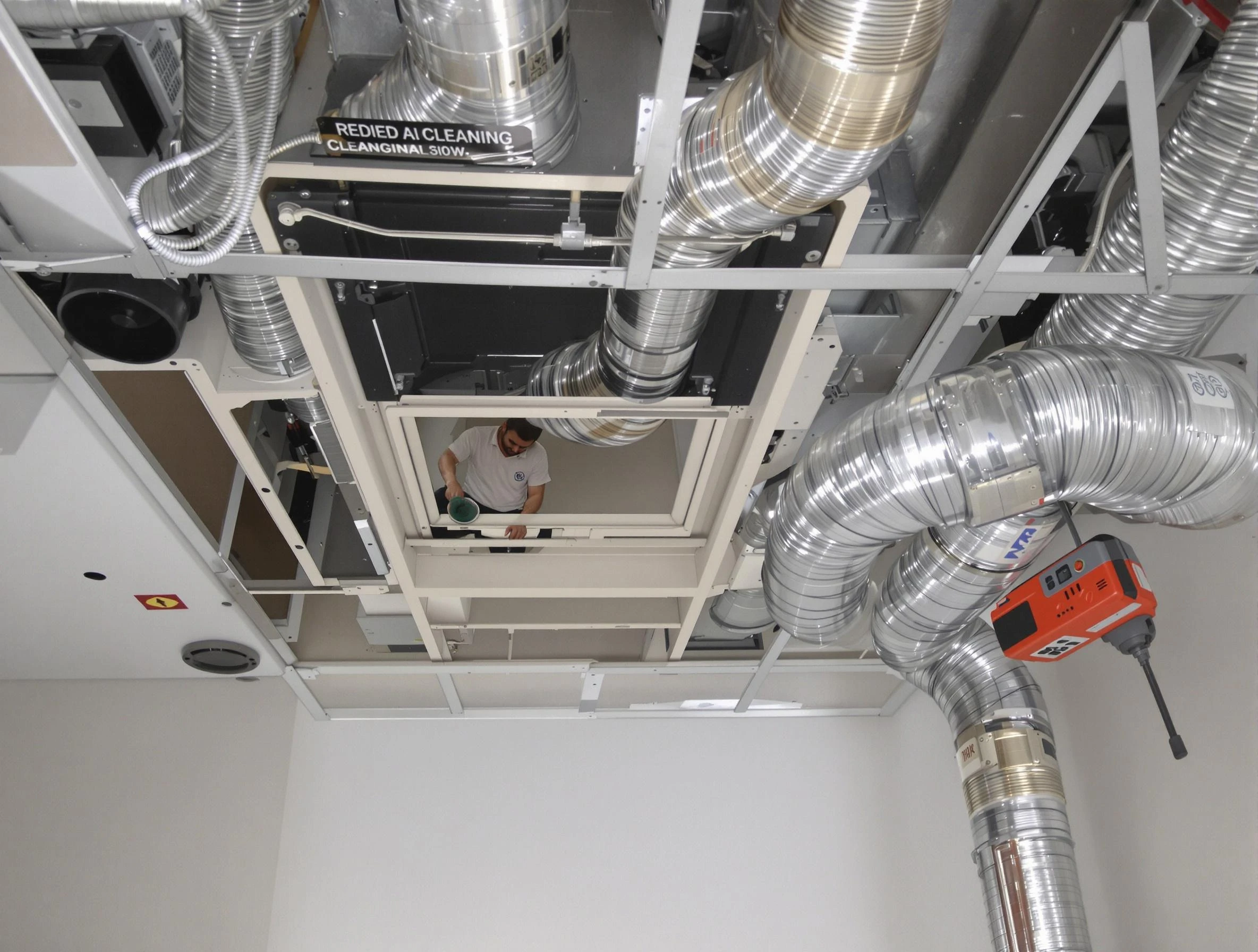 Erie Air Duct Cleaning technician performing detailed central duct system cleaning in Erie